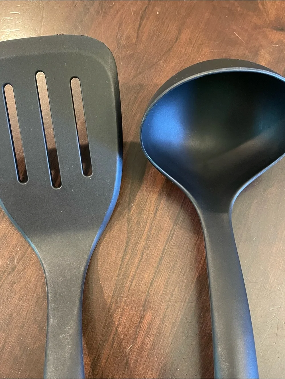 KitchenAide Kitchen Utensils Slotted Flipper & Ladle Spoon Black Lot Of 2
